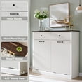 thumbnail image 5 of 20 Gallon Tilt-Out Trash Can Cabinet, Modern Laundry Hamper Cabinet with Drawers, Hidden Garbage Can Cabinet for Kitchen and Living Room, 5 of 8