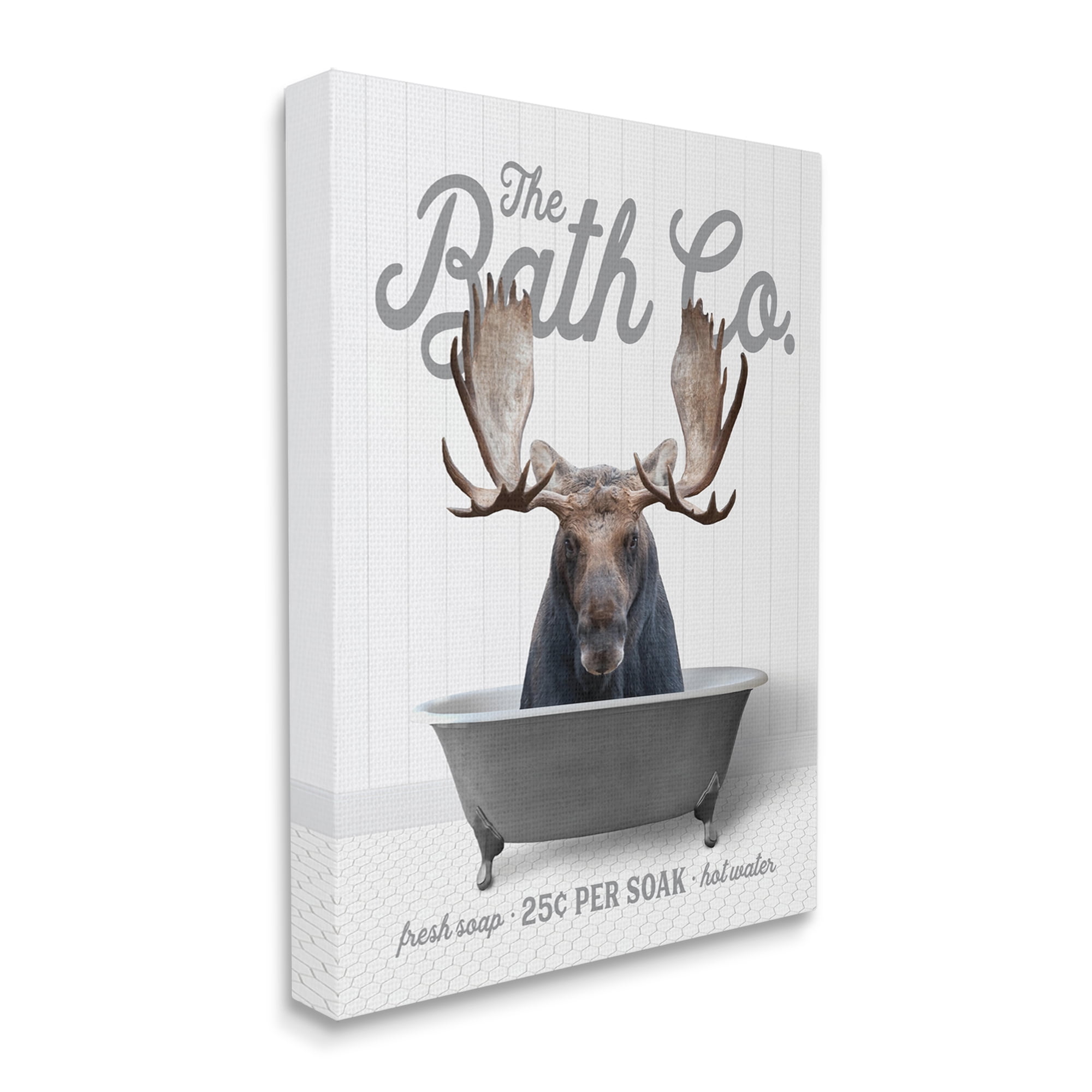Stupell Industries Moose in Tub Animals & Insects Painting Gallery Wrapped Canvas Print Wall Art, 16 x 20