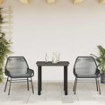 thumbnail image 3 of vidaXL 3 Piece Patio Dining Set with Cushions Black Poly Rattan Glass, 3 of 10
