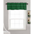 thumbnail image 3 of Faux Linen Valances for Windows Christmas Green and Black Plaid Curtains Valance Light Filtering Rod Pocket Small Window Treatment for Kitchen Living Room Bedroom 54x18In, 3 of 6