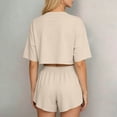 thumbnail image 5 of jobturf Casual Two Piece Sets for Women Short Sleeve Crop Top and High Waist Split Hem Shorts Set Summer Tracksuit Matching Outfits S-XL, 5 of 5