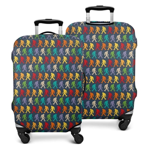 Multicolor Bigfoot Pattern Luggage Cover Fashion Suitcase Cover Baggage Covers Fit 25-28 Inch Luggage (Go Travel)