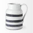 thumbnail image 3 of 9" Rustic White And Blue Stripe Ceramic Jug, 3 of 5