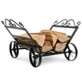 thumbnail image 1 of Costway Firewood Rack Decorative Rustproof Steel Fireplace Log Holder w/ Wheels, 1 of 10