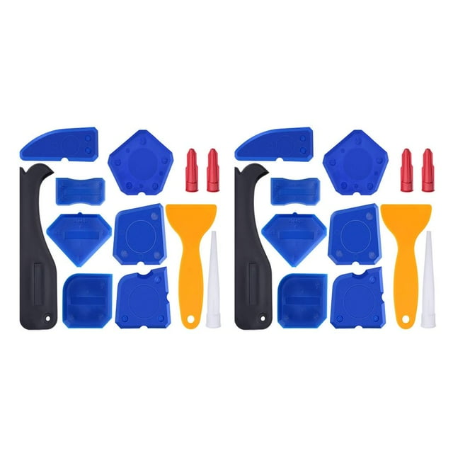 Guardoinrt Kit d'Outils de Calfeutrage Réutilisable Grattoir Multi-Angle Applicateur de Colle pour Verre Ensemble de Finition Fenêtre Cuisine Bleu 2Ensemble