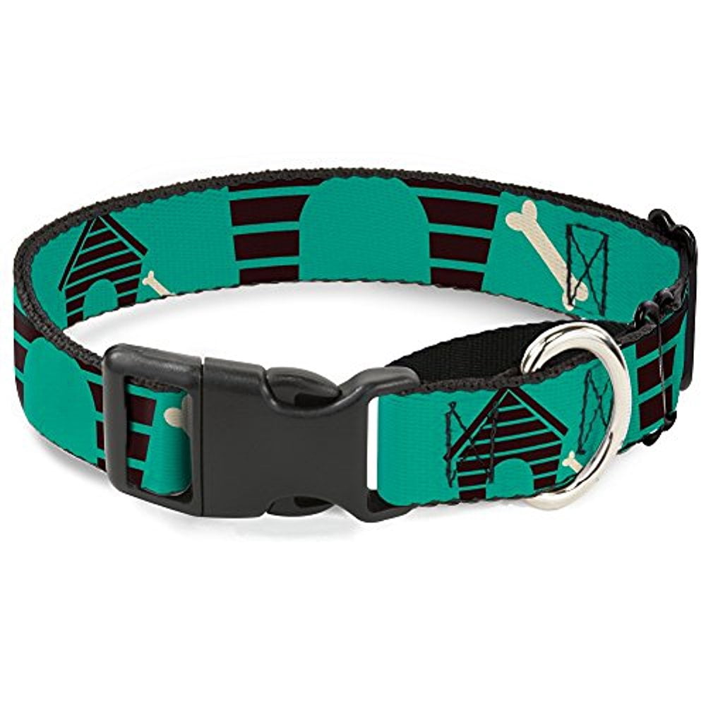 Buckle-Down Dog House & Bone Turquoise Brown Martingale Dog Collar
