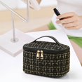 thumbnail image 4 of LHNFT Travel Makeup Bag, Square Cosmetic Case with Handle, Black Plaid Makeup Bag, Travel Skincare Bag, Travel Essentials, Gifts for Women, 4 of 6
