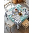 thumbnail image 6 of Navy Blue Teal Grey Coral Coastal Table Cloth, Summer Beach Nautical Ocean Waterproof Tablecloth for Square Tables, Reusable Washable Fabric Table Cover for Restaurant Kitchen Dining Tables 54"x54", 6 of 6