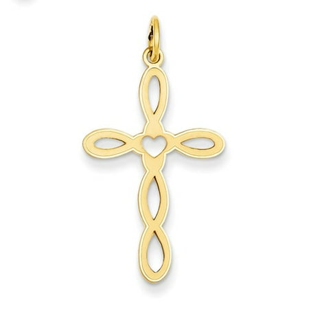 14k Yellow Gold Laser Designed Latin Cross Pendant