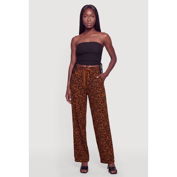 Women's Patterned Drawstring Waist Straight Leg Pants