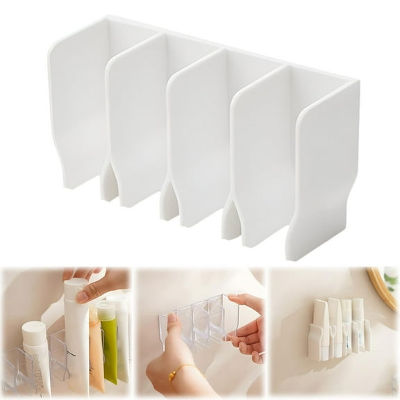 HAXMNOU Adhesive Wall-Mounted Shower Caddy Organizer with Hooks – Rustproof Basket Rack for Bathroom Shampoo, Soap, Conditioner Storage, White