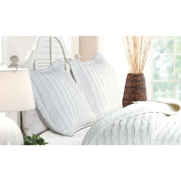 Global Trends Ruffled 100% Cotton Bed Pillow Sham, Standard 20" x 26"