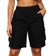 thumbnail image 2 of Women's Cargo Pants with Pockets, Solid Color Casual Drawstring Trousers, 2 of 9