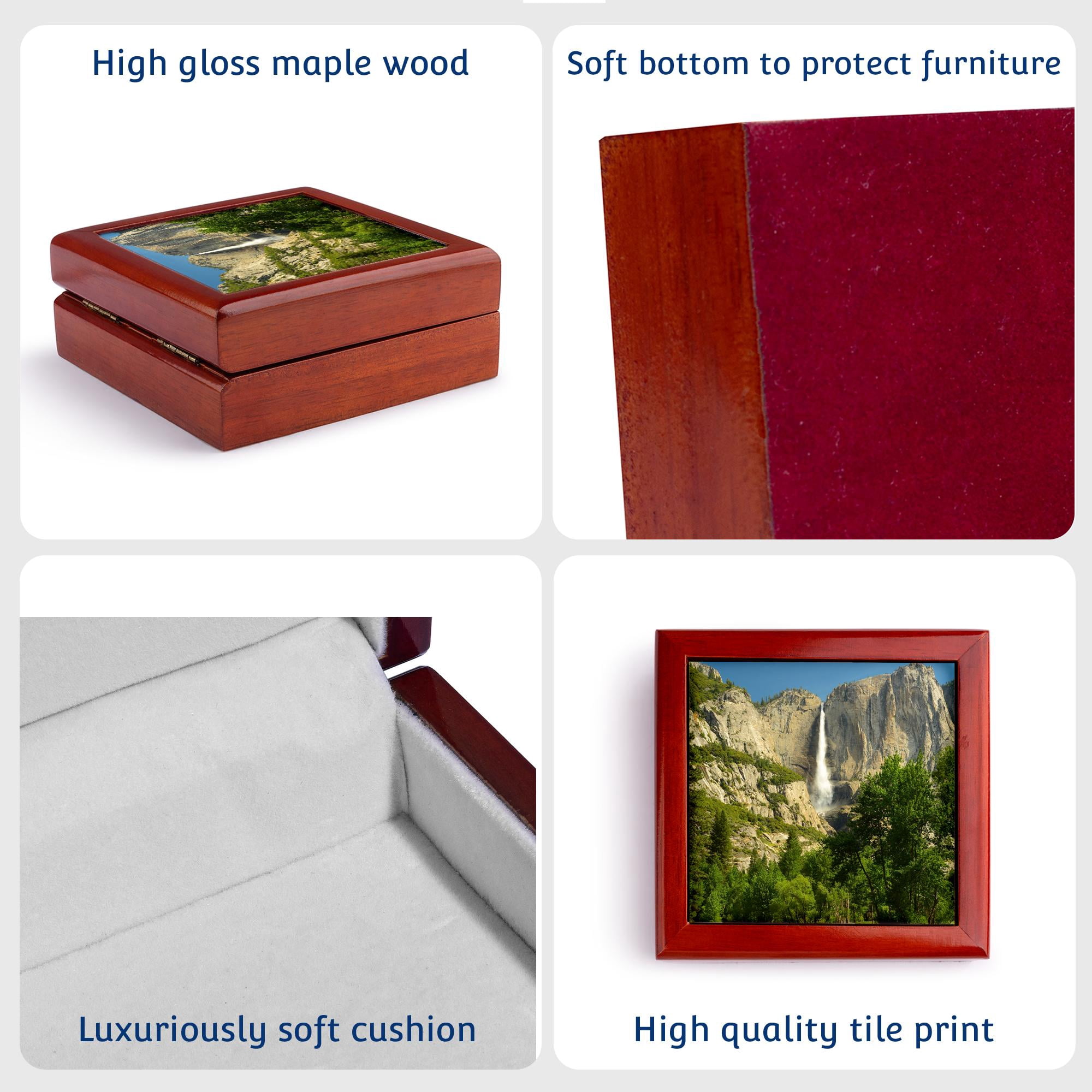 3dRose, Upper Yosemite Falls, Merced River, Yosemite NP, California, USA, Jewelry Box 5.5x5.5 inch with 4 inch tile