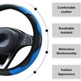 thumbnail image 2 of - Funda para volante de coche de piel de fibra de carbono elástica, antideslizante, transpirable, sin aro interior, talla universal 37-39cm (azul), 2 of 5