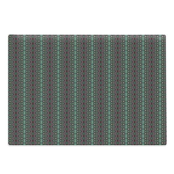 Vintage Cutting Board, Victorian Curls and Swirls with Geometric Rhombus Ornamental Illustration, Decorative Tempered Glass Cutting and Serving Board, Large Size, Sea Green Dried Rose, by Ambesonne