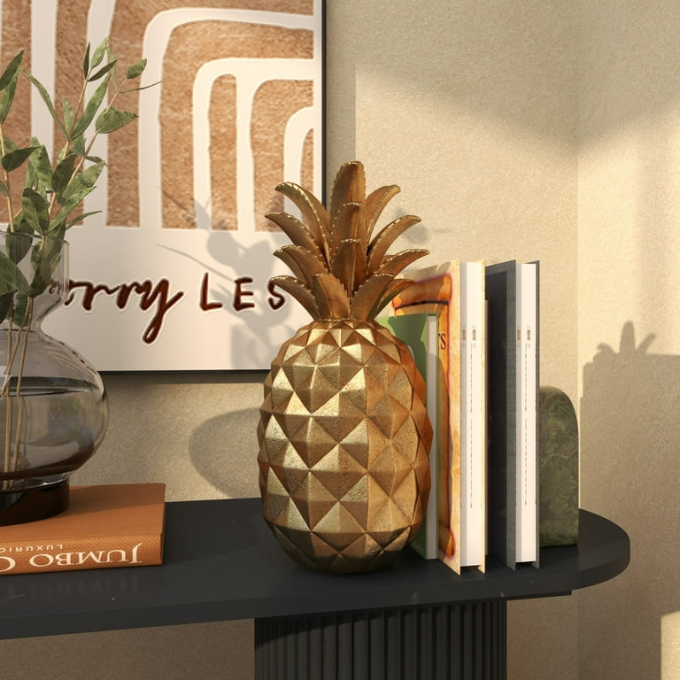 DecMode Gold Traditional Polystone Pineapple Fruit Sculpture, 6