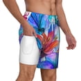 thumbnail image 3 of Picia Bright Flowers pattern Mens Swim Trunks with Compression Liner Stretch Beach Shorts Quick Dry with Zipper Pockets No-Chafing Board Shorts-Medium, 3 of 9