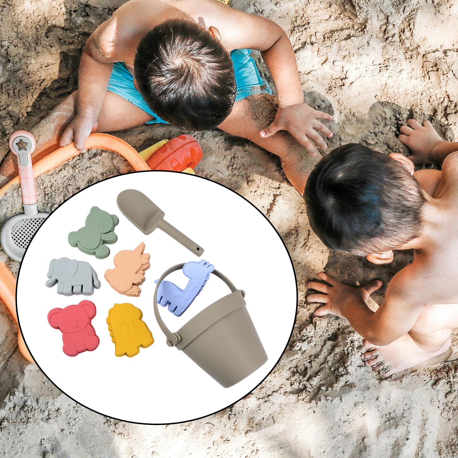 Mineup – 8 Jouets De Plage En Silicone : Seau, Pelle Et 6 Moules Animaux, Sac De Rangement Inclus, Dès 4 Ans
