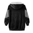 thumbnail image 5 of Winter Clearance Deals PITAUCE Womens Zip Up Plush Color Block Stitching Sherpa Flannel Winter Jacket Coat Warm Fleece Blanket Jackets with Hood for Women Black XL, 5 of 7