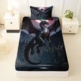 thumbnail image 3 of Metsweet Dark Dragon Twin Sheets 3pcs, Gothic Animal Bedding, Black Red Gray,1 Fitted Sheet, 1 Flat Sheet and 1 Pillowcase, 3 of 5