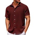 thumbnail image 2 of Men's Solid Color Button Short Sleeve Shirts Men's Casual Fashion Short Sleeve Shirts 2XL, 2 of 3