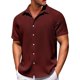 thumbnail image 2 of Men's Solid Color Button Short Sleeve Shirts Men's Casual Fashion Short Sleeve Shirts M, 2 of 3