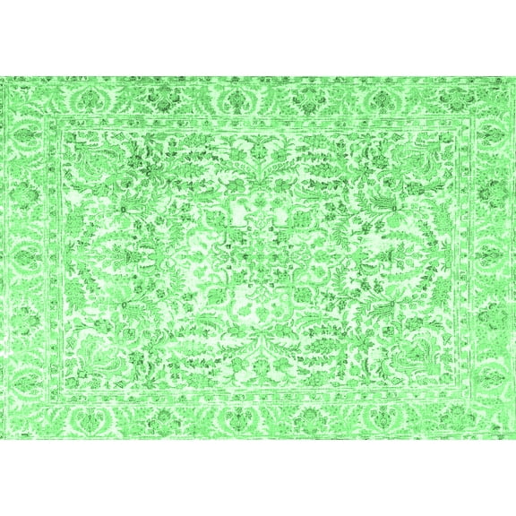 Ahgly Company Indoor Rectangle Persian Emerald Green Traditional Area Rugs, 5' x 7'