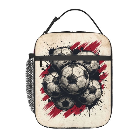 Soccer Ball Lunch Bag Sports Football Large Capacity Tote Bag Reusable Insulated Leakproof Cooler Lunch Box For Work Office Picnic Travel