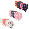 thumbnail image 2 of Hudson Baby Boy and Girl Bandana Bib, 12 Pack, Feathers, Modern Floral, and Cherry, 2 of 2