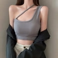 thumbnail image 5 of Women's Crop Tops Shoulder Ribbed Seamless Exercise Workout Tank Tops, 5 of 5