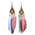 thumbnail image 1 of kurtrusly Feathers Earrings Long Drop Dangle Easy Matching Multicolor Classical Comfortable Modern Style Ear Pendants for Women Jewelry light color mix, 1 of 7