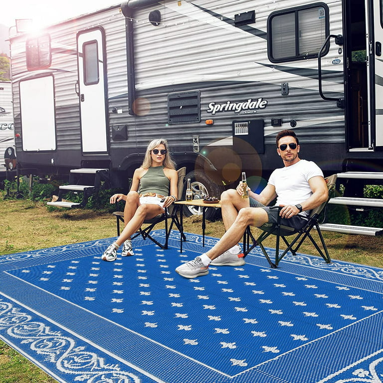 Findosom 9'x12' Large Reversible Outdoor Rug Patio Rug Plastic Straw Area Rug  Mat RV Outdoor Mat Camping Rugs Modern Floor Mat for Outdoors, RV, Patio,  Backyard, Deck, Picnic, Beach, Trailer Gray 