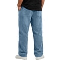 thumbnail image 3 of Fleece Lined Sweatpants For Men Straight Leg Casual Pants With Elastic Waist Drawstring And Pockets For Winter Outdoor Wear, 3 of 4