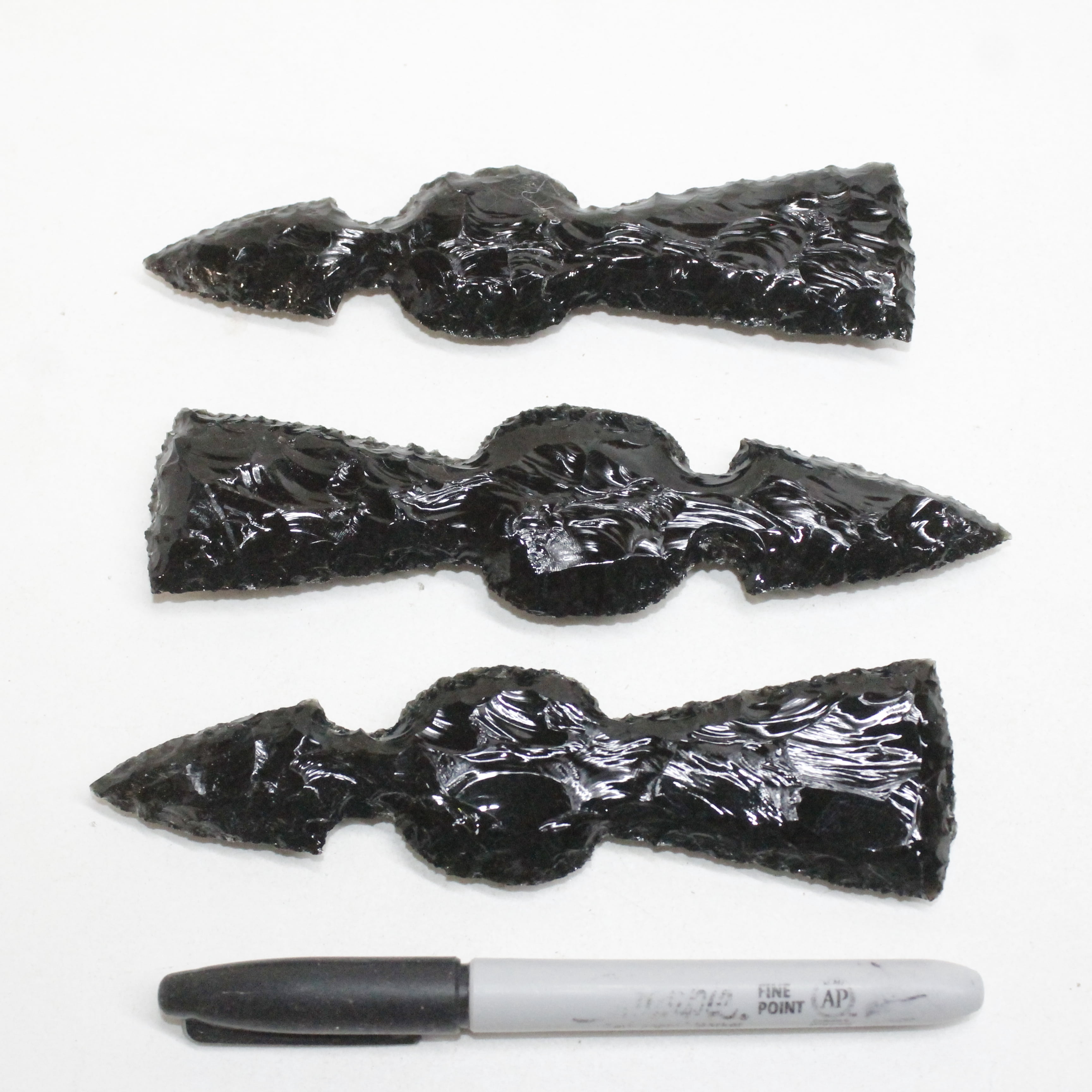 3 Obsidian Ornamental Tomahawk Heads #4810  Ax Axe Hatchet