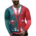 thumbnail image 1 of Pompotops Hauts Amusants pour Hommes Imprimé de Noël Col Rond Manches Longues T-Shirt Blouse en Solde, 1 of 5