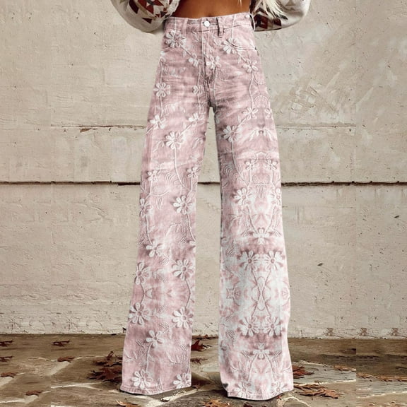 Endives Wide Leg Pants for Woman High Waist Lightweight Loose Fit Casual Baggy Trouser Jeans Streetwear