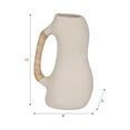 thumbnail image 4 of Sculptural Curved Vase for Living Room Decor - Ceramic Flower Vase with Woven Handle for Home, Bedroom, or House Accent - Boho Pottery Display for  Home Office Table Centerpiece - 13", Ivory & Tan, 4 of 12