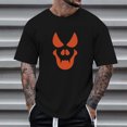 thumbnail image 2 of Men T Shirts Halloween Casual Funny Face Printed Theme Short Sleeve Crew Neck Tops Comfortable Festival Loose Solid Color Summer Men's Shirts Black L, 2 of 4
