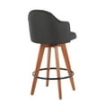 thumbnail image 4 of Ahoy Contemporary Fixed-Height Counter Stool With Walnut Bamboo Legs And Round Black Metal Footrest With Charcoal Fabric, 4 of 7