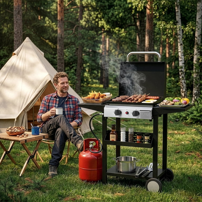 Zintown 2 Burner 200000-BTU Outdoor Stove Propane Gas Griddle with