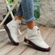 thumbnail image 5 of NECHOLOGY Botas Mujer Adulto Femenino Zapatos Botines para mujer Nuevos zapatos de mujer de comercio exterior de invierno, botas interiores cálidas de felpa con cordones para mujer (White, 8), 5 of 7