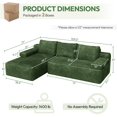 thumbnail image 2 of Yaheetech 110" 3-Seat L-Shaped Sofa Modular Sectional Sofa Corduroy Cloud Couch with 2 Armrests and Detachable Pillows for Living Room, Green, 2 of 5