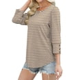 thumbnail image 5 of Womens Tops 3/4 Sleeve with Buttons Dressy Casual Blouses Summer Beach Vacation Outfits White Print XXL, 5 of 6