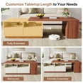 thumbnail image 4 of Tribesigns Coffee Table, Extendable Coffee Table with 2 Drawers and Storage Shelves, Rectangular Wooden Center Table with Reversible Tabletop for Living Room (White & Walnut), 4 of 7
