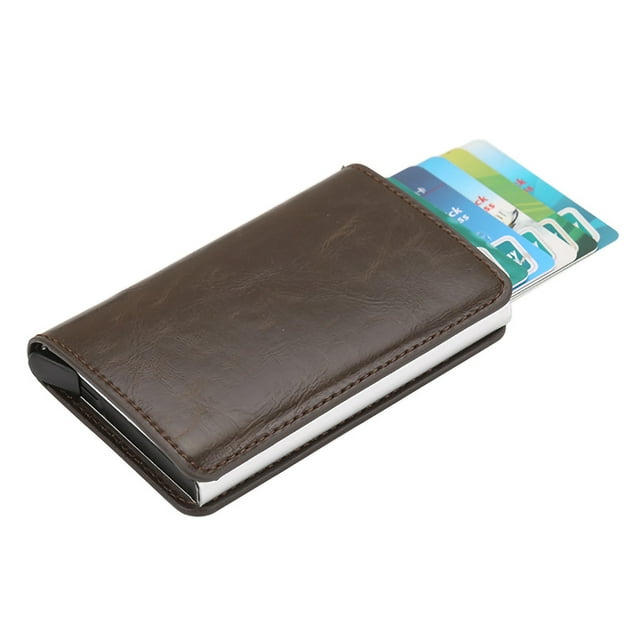 Wallet Card Holder PU Card Case Protector RFID Blocking Snap Button Pop-Up Tab Credit Anti-theft for Women Men Businessman