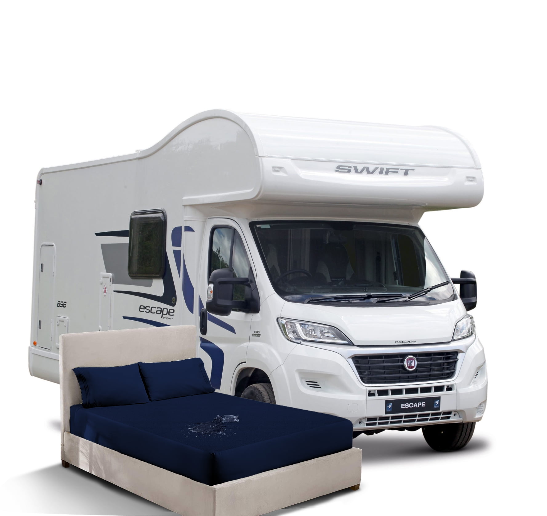 30X76" Cot Bed Waterproof Mattress Protector Soft & Breathable Terry Cotton RV Bunk and Truck Sleeper Fitted Style Navy Blue Fits up -8'' Deep Pocket, Skin-Friendly Mattress Protector