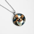 thumbnail image 4 of Corgi Glass Design Circle Pendant Necklace - Elegant Jewelry Piece, 4 of 5