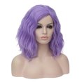 thumbnail image 5 of RightOn 14" Lavender Purple Wig Short Curly Wavy Bob Wig Purple Hair Wig Women Girls Synthetic Wigs with Wig Cap, 5 of 6