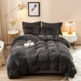 thumbnail image 2 of HAOK, HAOK Twin Size Faux Fur 3 Piece Duvet Set,Zipper Closure, Gray, Plush Long Faux Fur, 2 of 6